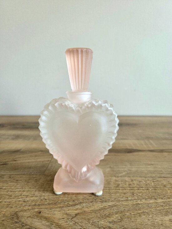 vintage Other - Vintage Satin Pink Glass Perfume Bottle Heart Shape